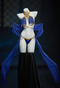 Roman Dancer Style Sexy Lingerie Set Neck-hanging Cutout Top and Panty with Ribbon